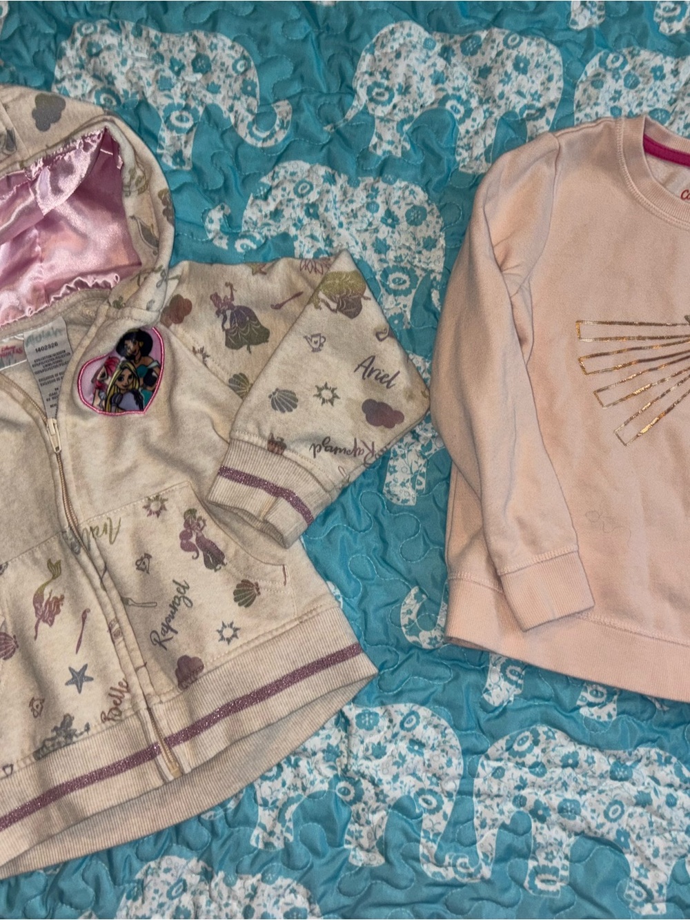 Disney Princess zip up jacket and Cat & Jack sweatshirt bundle ~ girls size 5t~